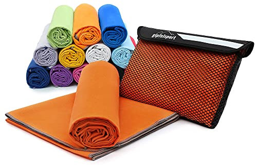 gipfelsport Mikrofaser Handtuch - Microfaser Handtücher Set, Strandtuch, Badetuch I groß, schnelltrocknend I für Sport, Beach, Reise, Outdoor, Camping I leicht, dünn, klein I 80x40cm I Orange