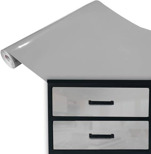 DecoMeister Klebefolie Möbel 45x100 cm | Selbstklebende Möbelfolie in matten und glänzenden Farben | Klebefolie für Möbel - einfache Anwendung und stilvolle Umgestaltung | Grau Glanz