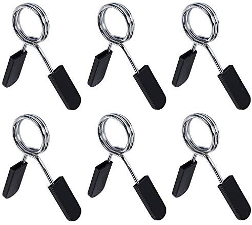 BlueSunny Federverschlüsse Feststeller, 6 Stück 30mm Hantelstange Federverschluss, Schwarz für Fitness, Hantel, Kurzhanteln, Gewichtheben