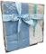 Geschenkbox Set mit Kopftuch, Gebetsmütze, Tesbih und Gebetsteppich (Hellblau)