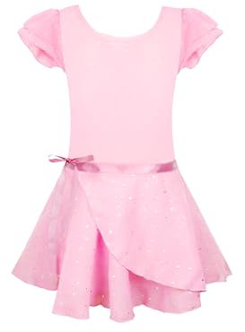 Pink Ballet Leotards For Girls 5t Size 6 6-7 Years Old 5-6x Skirted Leotards With Skirts Ruffle Sleeve Dance Leotards For Toddler Girls