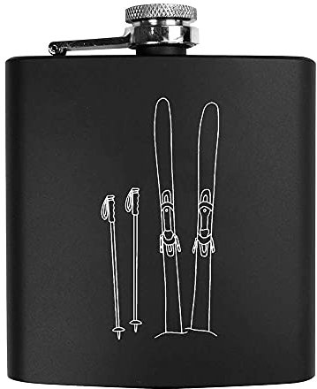 6oz (170ml) 'Skis & Poles in Snow' Pocket Hip Flask (HP00010403)