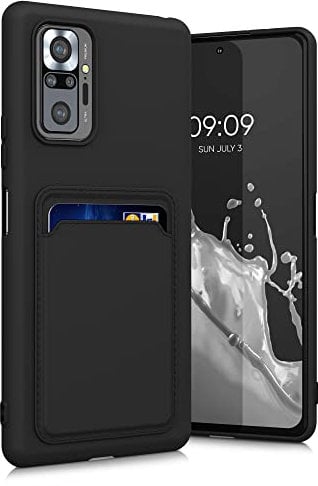 kwmobile Handyhülle kompatibel mit Xiaomi Redmi Note 10 Pro Hülle - Handy Cover mit Fach für Karten - in Schwarz matt