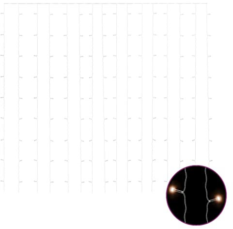 vidaXL LED Lichtervorhang Lichternetz Innen Außen Garten Weihnachten Lichterkette Deko Weihnachtsdeko 3x3m 300 LEDs Warmweiß 8 Funktionen