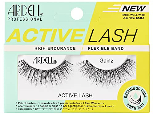 Ardell Active Lash Gainz Künstliche Wimpern, wasserabweisend, leichtes Volumen, mittellang, veganfreundlich, 1 Paar (1 Stück)