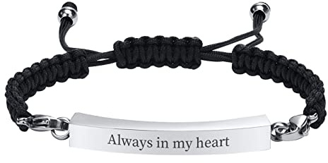 FLHEART Einäscherung Urnen Armband für Asche | Personalisierte Silber ID Bar geflochtene Armband, Asche Halter Keepsake Medaillon, maßgeschneiderte Memorial Geschenke für Damen Herren