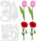 GLOBLELAND 2 Set Rechteck Notiztulpen und Mohnblumen Stanzschablonen zur Herstellung von Kartendekoration Pflanzen Blumen Stanzschablonen Schablonen für Scrapbooking Fotoalbum dekorativ
