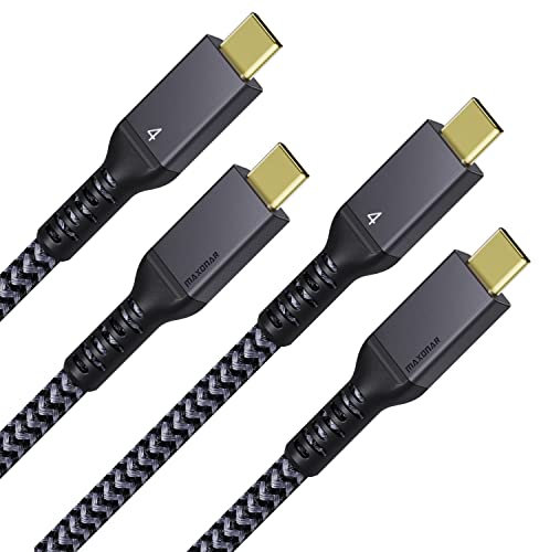 Maxonar Thunderbolt 4 Cable 1m/40Gbps, TB4 USB 4 Cable Supports 8K60hz/5K@60Hz/Dual 4K60hz Monitor,For Mac Studio,Studio Display,M1 M2 Macbook Air,Thunderbolt 4 SSD,eGpu,Docking Station 2 Packs