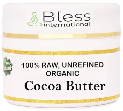 Beurre de cacao cru bio 100 % pur, naturel et non raffiné | Hydratant pour la peau pour le visage, le corps et les cheveux | 8 OZ / 230 g Ivoire/Blanc Grade A | Crèmes, baumes, lotions