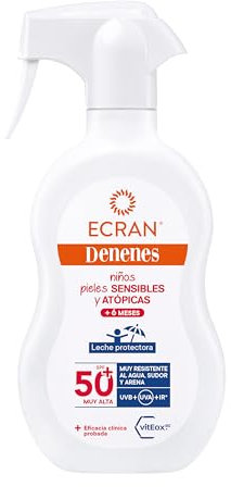 Ecran Denenes pistola FPS 50+ - Protección UVB + UVA + IR-A, con Extractos de algodón, Pantenol y Vitamina E, Con vitEox 80® que refuerza las defensas antioxidantes de la piel - 270ml