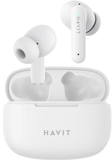 Havit Auriculares inalámbricos Bluetooth V5.1 con estéreo HiFi, graves profundos, controlador de 10 mm, micrófonos duales con ENC para llamadas claras, reproducción de 20 horas, control táctil