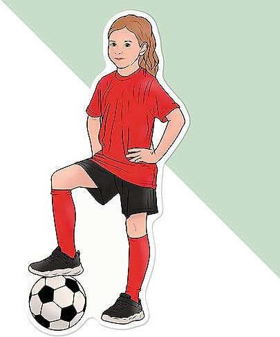 Large 210mm 'Football Girl Red Uniform' Permanent Sticker Decal for Cars/Windows/Bins/Walls etc (DW00094530)