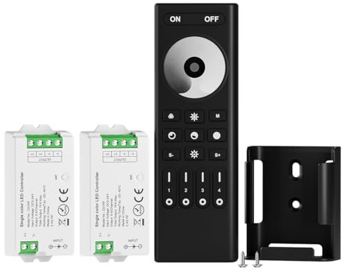 BTF-LIGHTING 5050SMD FCOB COB DIM RF Fernbedienung RC01RFB &2PCS C01RF Controller Kit 4-Zonen RF 2.4GHz Drahtlose Fernbedienung Gruppensteuerung für 2pin Einfarbig(+V -V) LED Streifen DC5V DC12V DC24V