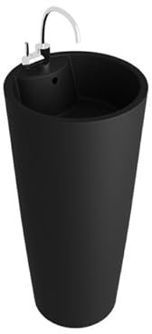 lavita Lavabo de pie Uvas Black | Lavabo redondo con rebosadero y orificio para grifo | de porcelana de alta calidad | lavabo de pie | 83,5 x 40 x 40 cm | negro mate