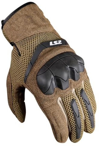LS2 Handschuhe Kubra braun Größe S | geeignet für den Frühling;Sommer | hochwertigen Kunstleder | Abriebfestigkeit | Reißfestigkeit | Aufprallschutz | Ergonomisch |