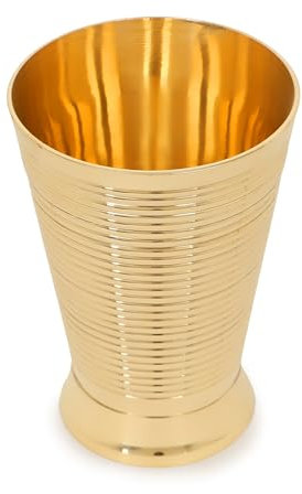 Zap Impex Vaso de latón de 350 ml | Vajilla de latón | Tarro Lassi pesado | Vaso grande para agua, leche, zumo, refrescos | Vaso multiusos (2)