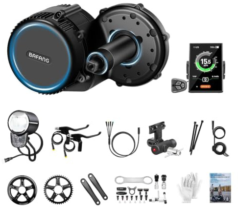 BAFANG E-Bike 48V 75OW Mittelmotor Kits mit C18 Display, UART Version | BBS01B BBS02B BBS-HD, Elektrofahrrad Umbausätze, für 68mm Tretlager, Beinhaltet Displays, Kurbelarm, Bremshebel,1T4-Kabel...