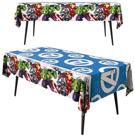 HONGP 2Pack Superhero Party Table Cloth,54x72in Blue Superhero Party Tablecloth for Boys,Plastic Table Cover Party for Kids Baby Shower Birthday Super hero Themed Party Decorations (Superhero)