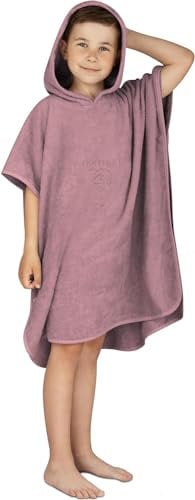 normani Kinder-Badeponcho Strandponcho - Handtuch-Poncho aus 100% natürlicher Bio-Baumwolle Handtuch Cape Badetuch mit Kapuze für Jungen und Mädchen 2-13 Jahre Farbe Rosa Größe 75 x 75 cm