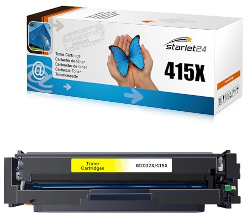 Starlet24 1x 415X Gelb Toner Kompatibel für HP 415X Gelb W2032X Mit Chip als Ersatz für LaserJet Pro MFP M479fdw M479fdn M479fdw M454dw M454dn