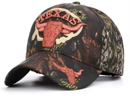 Generico Texas Longhorn Camouflage USA Unisex Cowboy Baseball Cap Herren, Tarnmuster, One size