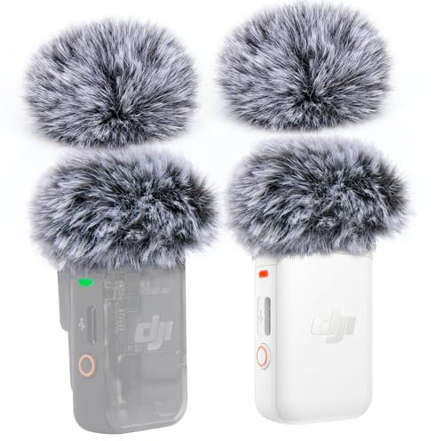 SUNMON for DJI Mic 2 Windmuff - 4ps Grey Microphone Furry Cover Outdoor Pop Filter Noise Reduction, Lavalier Mic Covers Furry Windscreen for DJI Mic 2/ Osmo Pocket 3