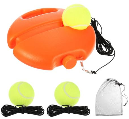 PATIKIL Tennis Allenamento Rimbalzo Palla con 3 Corda Palle Solitario Tennis Pratica Portatile Tennis Allenamento Strumento Rimbalzo Kit per Principianti Sport Esercizio Arancione