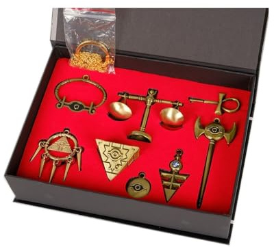 Millennium Item Kit Yugi MUTO Millennium Puzzle Millennium Rad Weisheit Millennium Pyramide Puzzle Anhänger Für Halskette Schlüsselanhänger Auge des Horus Zubehör 8pcs Set (Bronze)