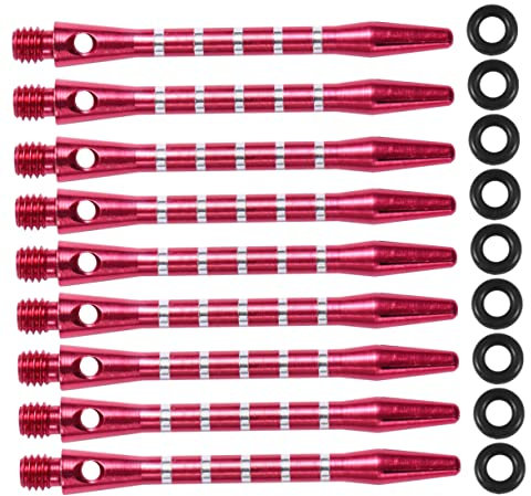 KOMBIUDA 20stücke Standard Schraubgewindeschäfte Aus Aluminiumlegierung Darts-zubehör Metallschäfte Mit Ringen Rot