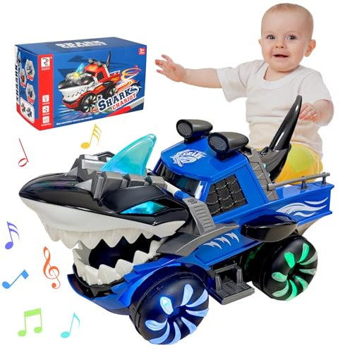 YATOSEEN Hai Monstertruck Spielzeug für Kinder, Hai Auto Spielzeug mit Licht und Musik für Jungen und Mädchen, Geburtstagsparty Geschenk