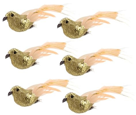 PRETYZOOM 6st Weihnachts Vögel Vogelmodell Vogel Christbaumschmuck Weihnachtsbaum Vögel Weihnachtsvögel-Dekoration Simulationsvogel Weihnachtsvögel Ornamente Künstliche Vögel Schaum Golden