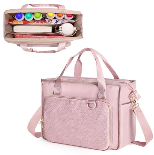 Prokva Bingo-Tragetasche mit Taschen für Bingo-Spiele, Tragbare Bingo-Dabber-Tasche für Bingo-Zubehör, Rosa (Nur Leere Tasche)