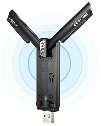 5400Mbps WiFi 6E Adapter USB 3.0 Network Adapter for PC - Desktop Driver Built-in Wireless Gigabit with Tri-Band 2.4G/5G/6G WPA3 Encryption MU-MIMO OFDMA Support Windows 11/10