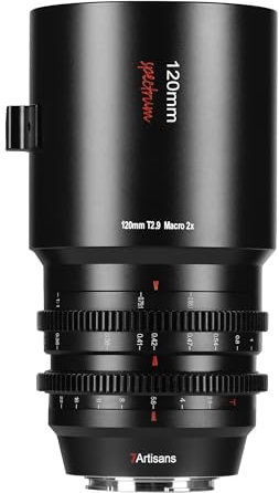 7artisans 120mm T2.9 MACRO 2X Cine Lens, Manuale Obiettivo Cine a Fuoco Fisso Compatibile con Leica Panasonic L Mount S1 S5 S9 Serise DC-S1H, DC-S5M2,LUMIX S9