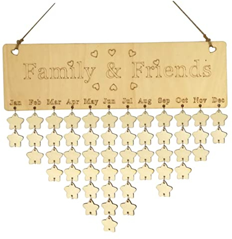 Operitacx Calendrier En Bois Anniversaire Suspendu Avec 50 Étiquettes Étoiles Rappel Perpétuel Pour Maison Et Bureau