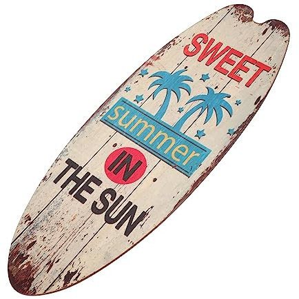 Garneck Kleines Holz Surfbrett Deko Schild Für Die Strand- Und Pooldekoration - Tropisches Wandkunstwerk Im Retro Stil Ideal Für Partys Und Bars Stilvolles Küstendekor in Beige