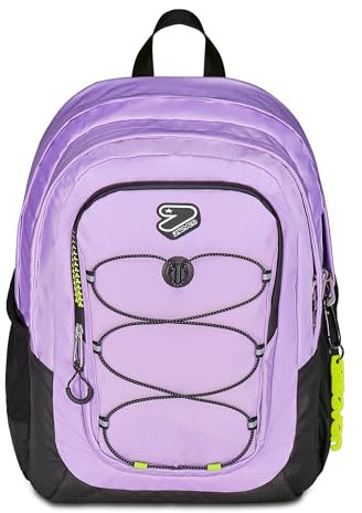 Seven Zaino Scuola Tech Line, Lilla, Doppio Scomparto, 29 L, Scuola Media e Superiore, Zaino Ragazza