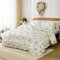 Herside Green Plant Bedding Set King Size Shabby Chic Ruffled Duvet Cover Set Botanical Design 100% MIcrofibre 3PCS Bedding Duvet Cover Set with Zipper Closure Easy Care