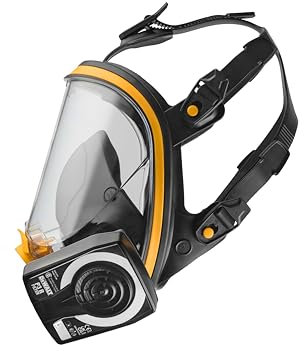 DEWALT reusable full face mask respirator (L) with P3 filters provides protection in workplaces from fine dust lead silica & MDF particles also EN166 to protect from debris