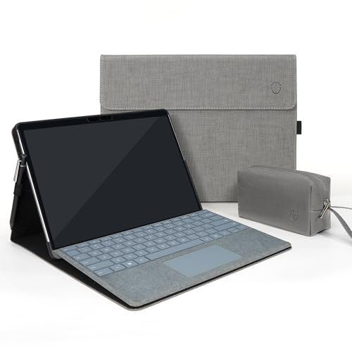 TAIKESEN Protective Case for Microsoft Surface Pro 11/Pro 10/ Pro 9, Durable Stand Support, Compatible with Type Cover Keyboard, Accessory Bag Included, Grey Color