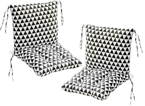 FYCYGG 2er Set Niedriglehner Auflagen Set Stuhlauflage 40 * 80cm Sitzkissen Gartenstühle Stuhlkissen Abnehmbarem Rückenlehne Auflage(Black and White)