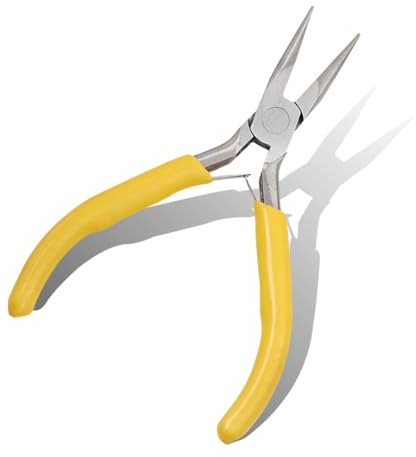 ZIMISI Mini Needle Nose Plier, Stainless Steel Precision Pliers with Comfort Grip Handle, Universal Car Accessories for Bending Wires, Crafting, Jewelry Making and Small Object Gripping (Needle Nose)