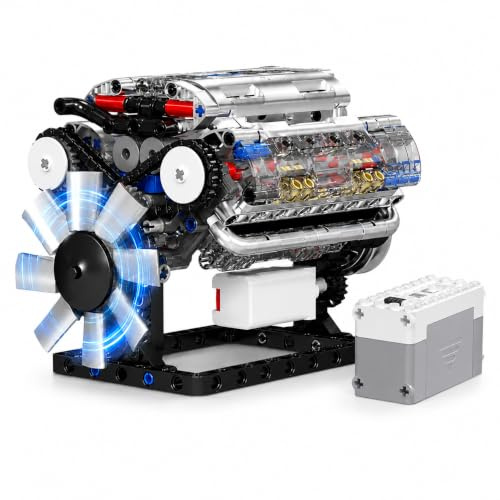 V8 Engine Model Kit 535 PCS Build Your Own Mini Working Engine, Educational 8-Cylinder Petrol Car Engine Replica, Creative Gift Building Kit for Teens Adults Boys Girls 14 Plus