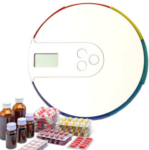 Automatic Pill Dispenser - Timed Medicine Organizer, Large Digital Display, Portable Tablet Box, 7 Day Storage, Up to 4 Daily Alarms Easy Reminder