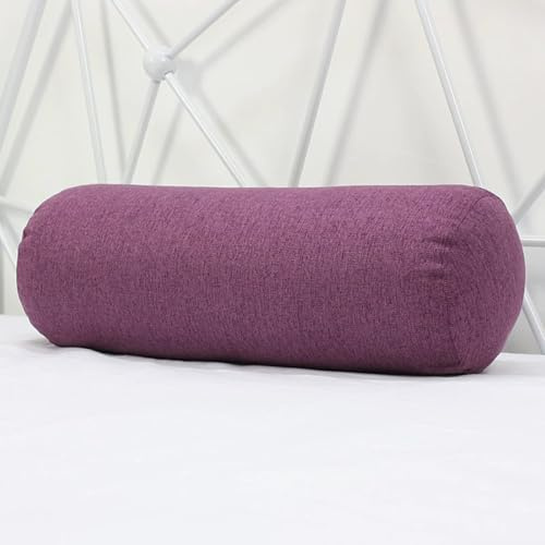 Rundhals-Nackenrolle mit abnehmbarem, waschbarem Bezug, Yoga-Zylinder-Nackenrolle, atmungsaktives Nackenkissen für Kopf, Rücken, Beinstütze (lila, 40 x 10 cm)