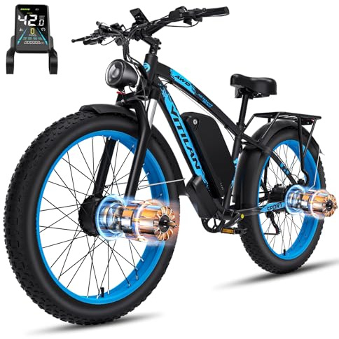 Zylvro H5 Bici Elettrica per Adulti, Bicicletta Elettrica con Doppio Motore, 52V 25Ah Batteria, 24 x 4 Fat Tire Ebike, 7 Velocità, AWD per Fuoristrada, Strada, Pendolari