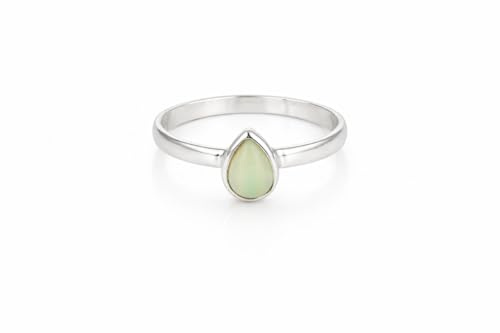 Meadows Ring aus 925er Sterlingsilber mit Birnenform Opal-Edelstein für Damen und Herren, alle Größen, handgefertigter Schmuck R-1909