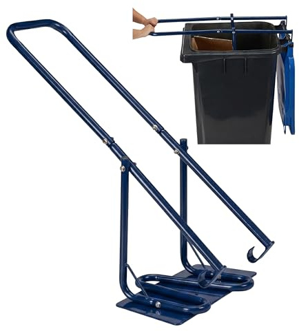 Relaxdays Müllpresse für Mülltonne, Müllverdichter mit Metallplatte, blau | Hausmüll, Restmüll, Plastik, manuell, Stahl
