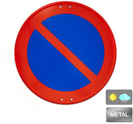 Normaluz V10041 - Señal Vial Redonda Estacionamiento Prohibido Metalica Termolacada 50 cm, Rojo