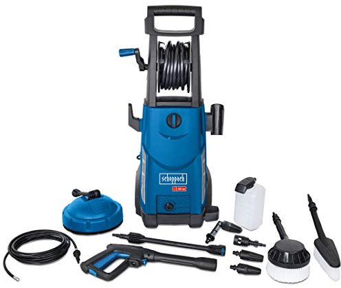 Scheppach Hochdruckreiniger HCE2200 mit 10-TLG. Zubehör | 10m Schlauchrolle | 165bar | 230V 2200W | max. Fördermenge: 468 l/h | langlebige Aluminium Pumpe | Ansaugfunktion & Reinigungsmitteltank